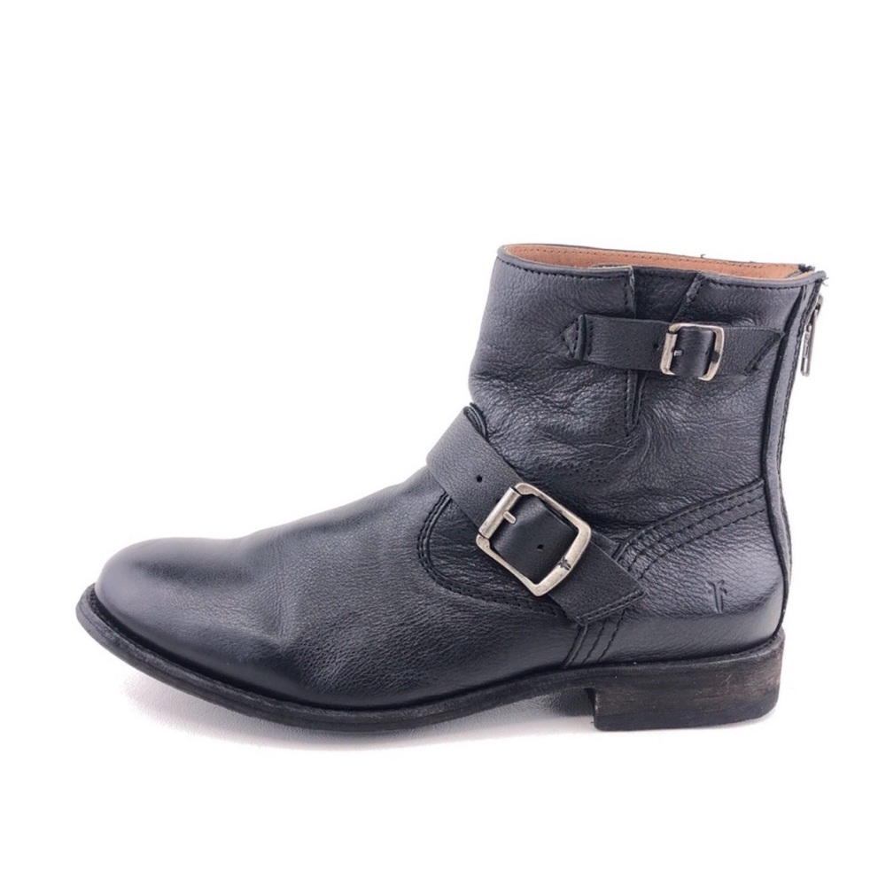Frye Tyler Black Leather Engineer Ankle Boots 9 B